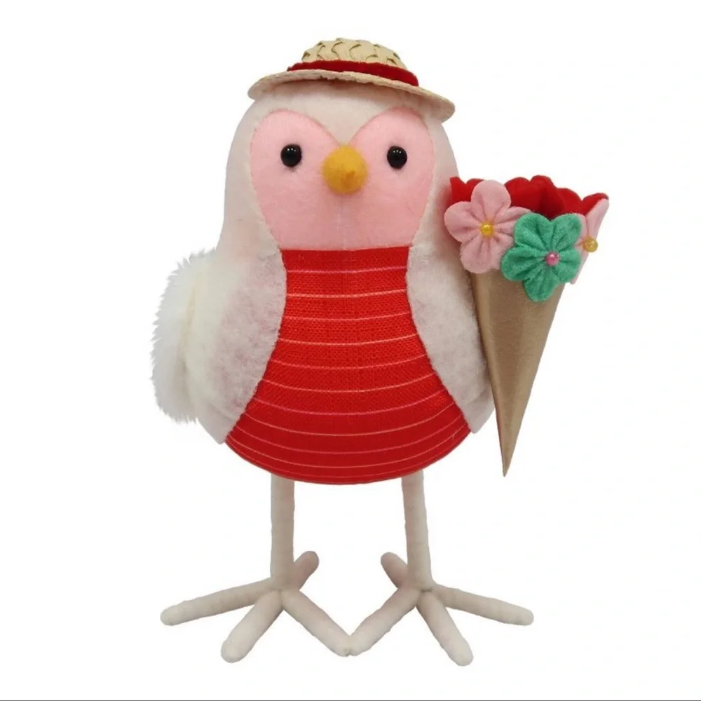 Target Fabric Valentine's Day Bird Figurine Holding Flowers